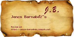 Jencs Barnabás névjegykártya